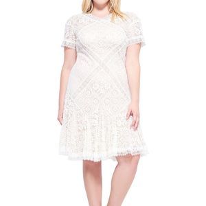 Tadashi Shoji Aurore Bridal Lace Dress Knee Length